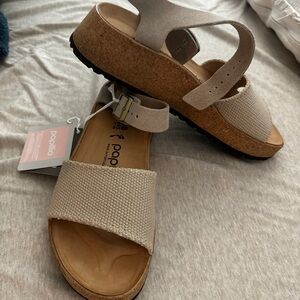 Papillio Beige Sandals with Cork Sole